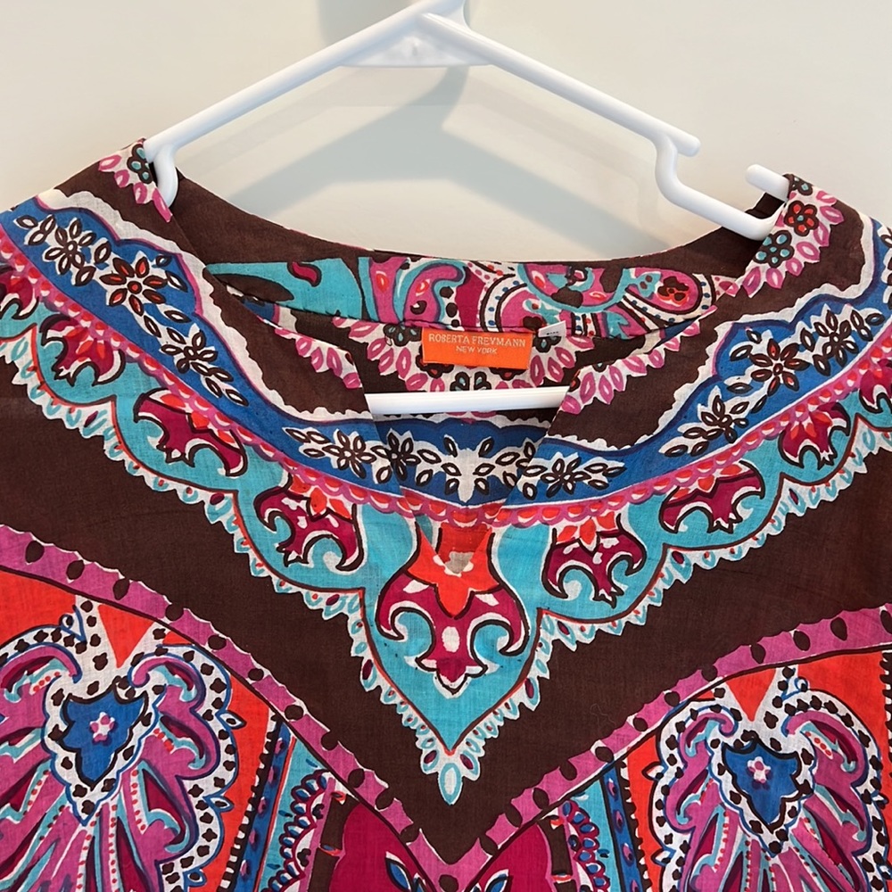 Roberta Freymann Multi Color Patterned Blouse, Si… - image 2